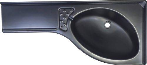 Comet Eckwaschbecken mit Seifenablage links Kunststoff mattschwarz 425 mm x 265 mm - Waschbecken