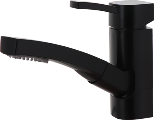 Comet Einhebelmischer CAPRI mit ausziehbarem Auslauf und Schalter mattschwarz - Einhebelmischer