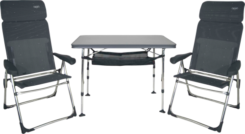 Crespo AL/213-CTM-40 Campingmöbel-Set 3-teilig mit höhenverstellbarem Tisch / 2 Klappstühlen / Tragetasche - Klappstühle
