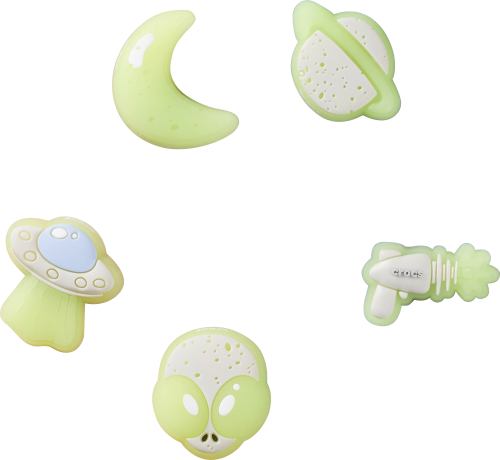 Crocs Jibbitz Glow In The Dark Space 5er Pack gelb  - Handschuhe, Gürtel & Sonstiges