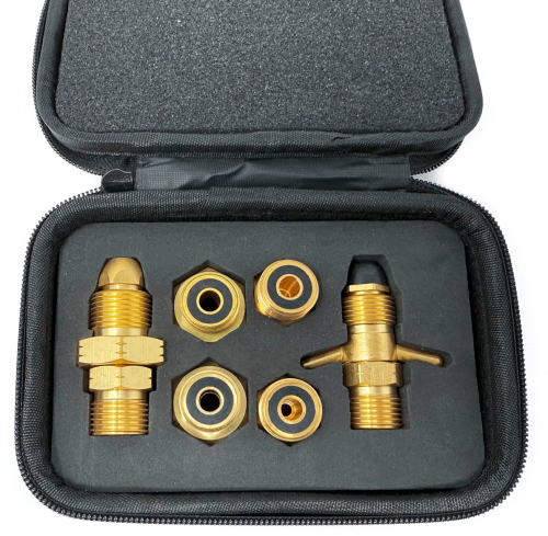 DREHMEISTER Gas Flaschen Adapter Set EU inklusive Etui - Gas-Entnahme 6-teilig - Gasadapter und -kupplung