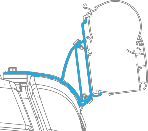 Dometic Adapter 029 für Wandmarkise PW 1100 / PW 1500 VW Multivan T5 / T6 - Markisenadapter