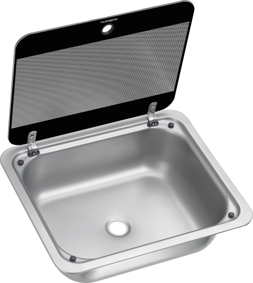 Dometic Eckige Spüle SNG 4133 mit Glasabdeckung transparent 410 x 335 mm - Spülbecken