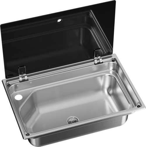 Dometic Eckiges Spülbecken CVS1525G mit Glasabdeckung - Spülbecken