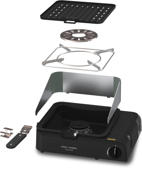 Dometic Van Cook FFD BBQ Plate Gaskocher 1-flammig mit Grillplatte 1,6 kW - Gaskocher