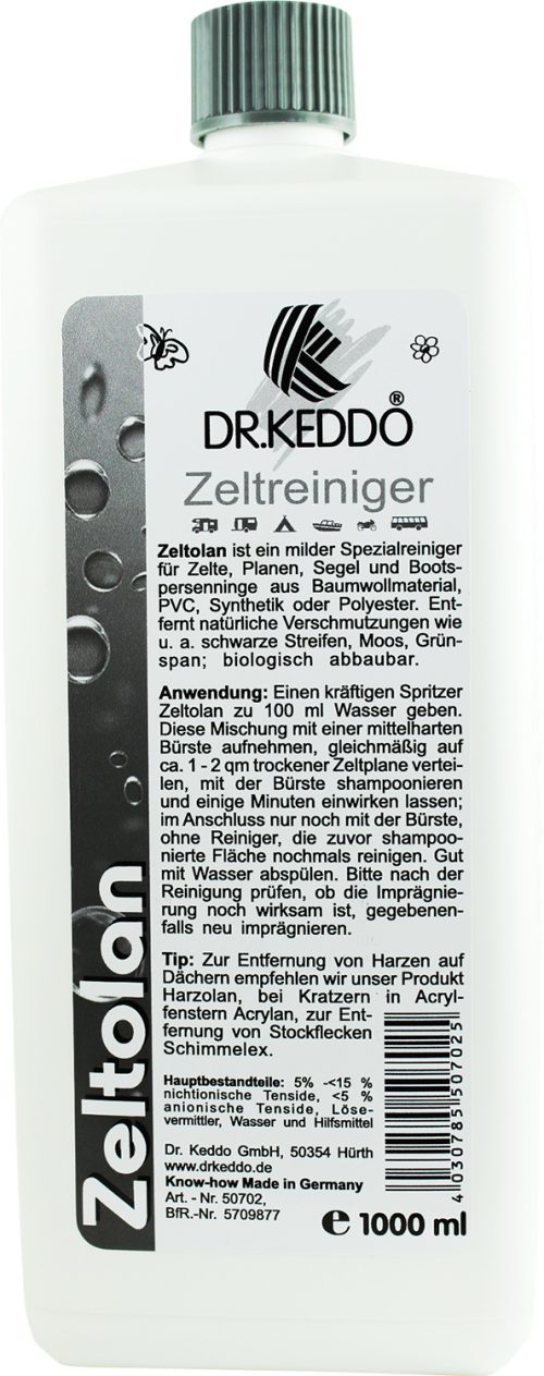 Dr. Keddo Zeltolan Zeltreiniger 1 Liter - Imprägnieren, Reinigen, Pflegen
