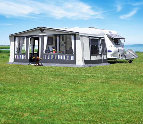 Dwt Tango Saison- und Ganzjahresvorzelt weiß / grau  821 - 850 cm; 240 cm - Wohnwagenvorzelte