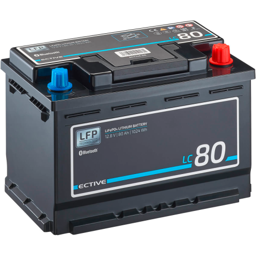 ECTIVE LC 80 BT LiFePO4 Lithium Versorgungsbatterie mit Bluetoothmodul 12 V 80 Ah - Fahrzeug-Batterien