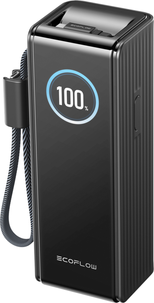 EcoFlow Rapid 25K USB-C Powerbank 25 000 mAh / 170 W mit 2 integrierten 100 W Kabeln schwarz - Powerbanks