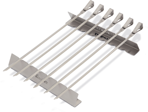 Enders Schaschlikspieß Set 6 teilig aus Edelstahl mit Haltergestell - Grillbesteck