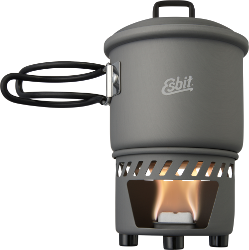 Esbit Camping Kochset für Trockenbrennstoff Hartanodisiertes Aluminium 585 ml - Taschenkocher