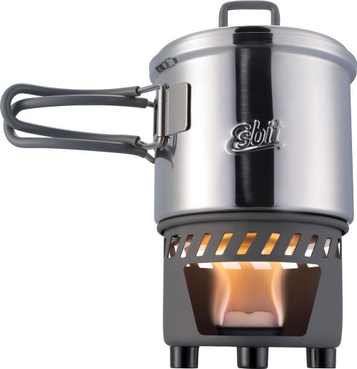 Esbit Camping Kochset für Trockenbrennstoff Topf aus 18/8 Edelstahl 585 ml - Taschenkocher