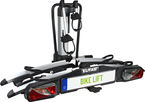 Eufab Bike Lift Fahrradträger für 2 Fahrräder auf der Anhängerkupplung schwarz, E-Bike geeignet - Fahrradträger für Anhängerkupplungen