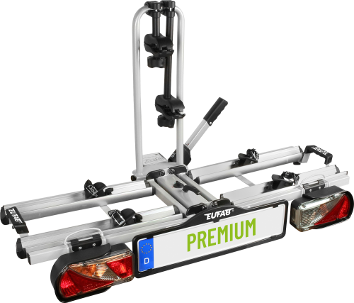 Eufab Premium Kupplungs-Fahrradträger zusammenklappbar in Silber für 2 Fahrräder oder E-Bikes  - Fahrradträger für Anhängerkupplungen