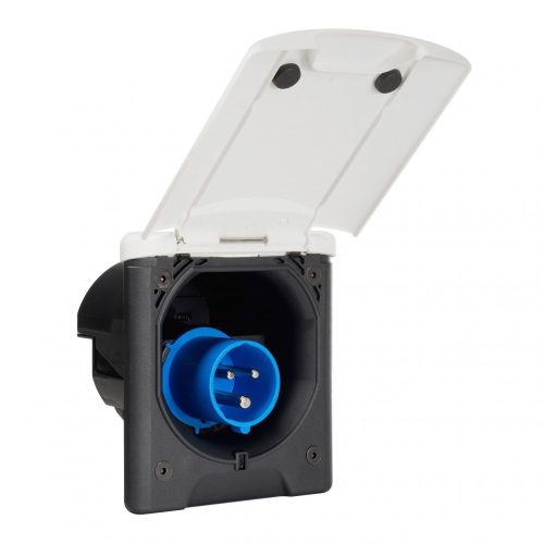 FAWO CEE 17 Einspeisesteckdose Einspeisestecker mit Magnetverschluss 120 x 140 mm weiß - Außensteckdosen