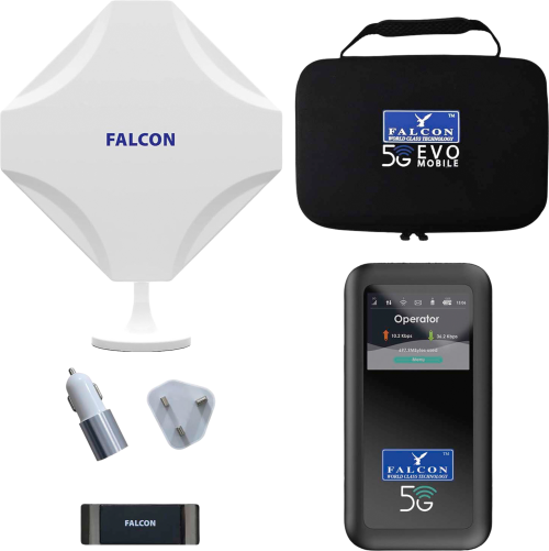 Falcon Evo 5G Mobile Deluxe Internetantenne mit tragbarem Router und bis zu 3400 Mbit/s Geschwindigkeit - 5G-/LTE-Antennen