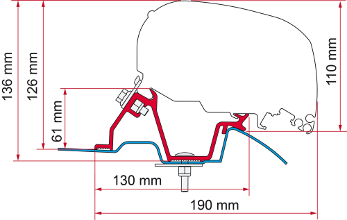 Fiamma Adapter Halterung F65 Eagle 400 für MB Sprinter H2 / VW Crafter - Markisenadapter