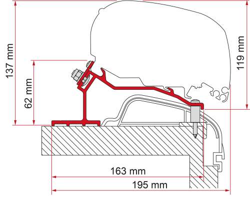 Fiamma Adapter Halterung Kit F65 / F80 für Hobby Premium Ontour  - Markisenadapter