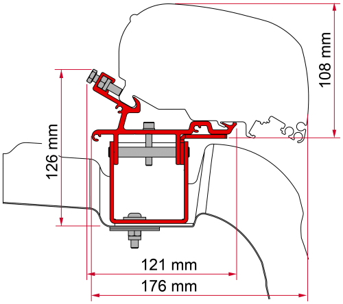 Fiamma Adapter-Kit Dachmarkise F80 für den VW Crafter L3H3 - Markisenadapter