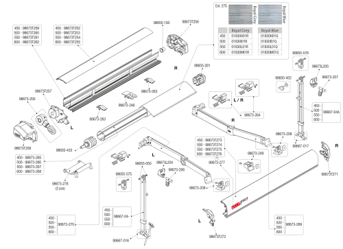 Fiamma Aufkleber für Markise F80L Polar White / Titanium Fiamma Ersatzteilnummer 98673-277 - Ersatzteile Zelte & Markisen