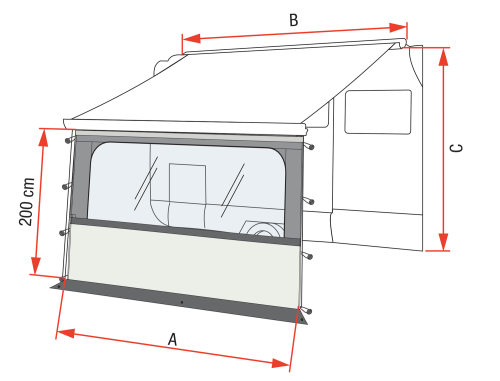 Fiamma Blocker Pro Vorderwand mit großem Fenster 375 - Markisenvorzelte & Wände