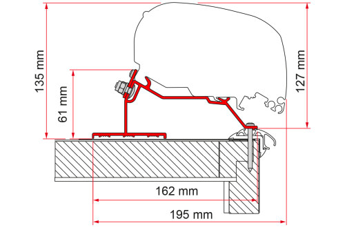 Fiamma Caravan Roof Markisenadapter für Fiamma F80/F65 370 cm - Markisenadapter
