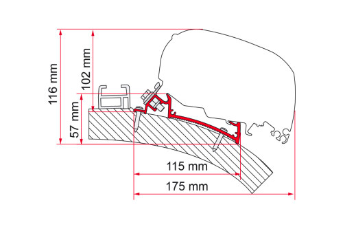 Fiamma Carthago Chic Rapido i80 - i90 Markisenadapter für Fiamma F80/F65 400 cm - Markisenadapter