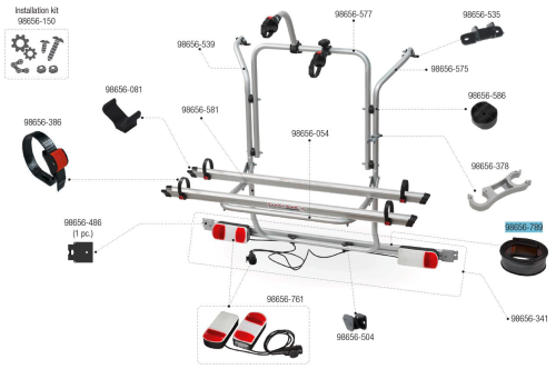 Fiamma Dichtungsgummi passend für Carry Bike V Class Premium /  Lift E-Bike /  Viano / Custom /  Nugget / DJ / 200 DJ - Fiamma Ersatzteilnummer 98656-789 - Ersatzteile Fahrzeug
