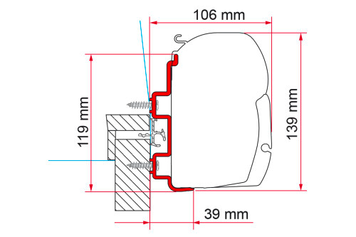 Fiamma F45 Markisenadapter für Hymer 300 cm - Markisenadapter