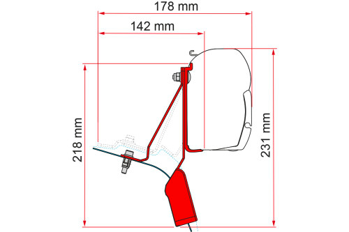 Fiamma Ford Custom Nugget Lift Roof  Halterung für Fiamma F45 - Markisenadapter