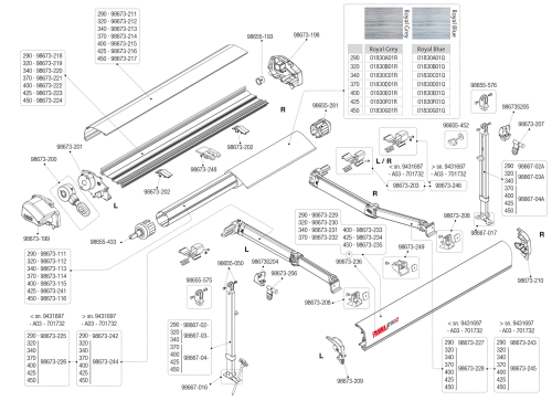 Fiamma Frontblende 340 mit 2 Verschlüssen für F80S Polar White Fiamma Artikelnummer 98673-231 - Ersatzteile Zelte & Markisen