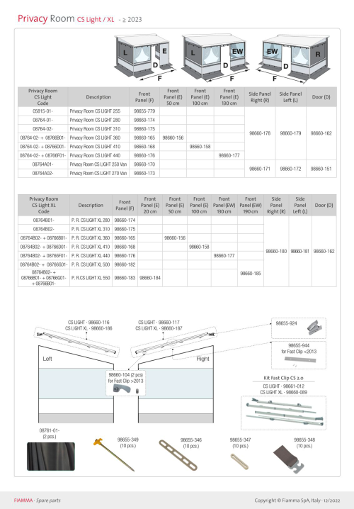 Fiamma Frontpanel für Privacy Room Light für F45 Markisen 50 cm - Wohnwagenvorzelte
