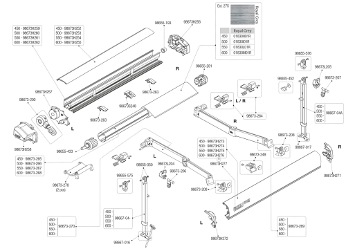 Fiamma Gehäusedeckel für Markise F80L 500 - Farbe Deep Black Fiamma Ersatzteilnummer 98673H253 - Ersatzteile Zelte & Markisen