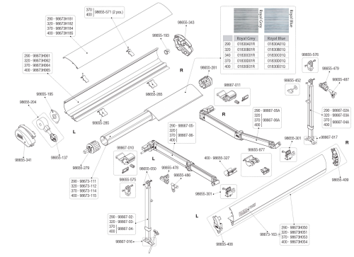 Fiamma Gelenkarm links für F65 S - 015 Fiamma Artikelnummer 98667-05- - Ersatzteile Zelte & Markisen