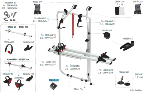 Fiamma Halterung unten passend für Carry Bike VW T5 D / T6 D - Fiamma Ersatzteilnummer 98656-461 - Ersatzteile Fahrzeug