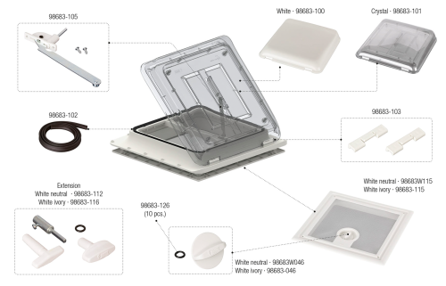 Fiamma Handgriff plus Verlängerung für Vent / Turbo Vent Fiamma Artikelnummer 98683-116 - Ersatzteile Fahrzeug