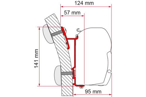Fiamma Hymer S/E Klasse Markisenadapter für Fiamma F45 400 cm - Markisenadapter