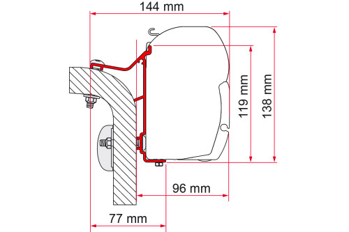 Fiamma Hymer Van/B2 Markisenadapter für Fiamma F45 450 cm - Markisenadapter