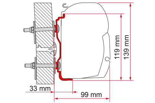 Fiamma Hymer ab 2016 Markisenadapter für Fiamma F45 500 cm - Markisenadapter