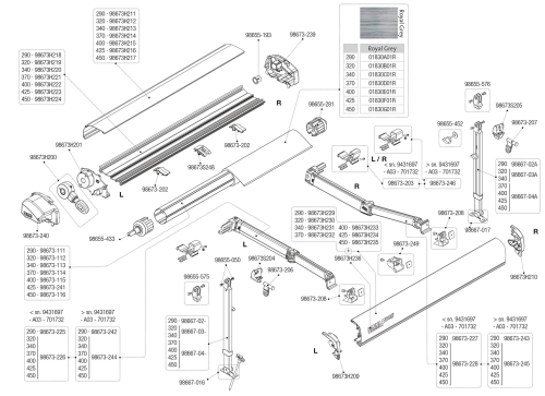 Fiamma Innere Halterung für Markise F80s 290-450 - Fiamma Ersatzteilnummer 98673-246 - Ersatzteile Zelte & Markisen