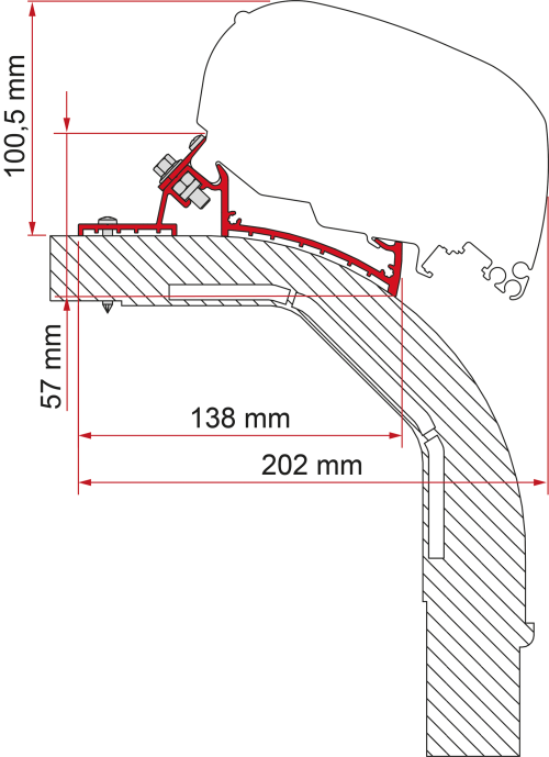Fiamma  Kit Arca Mobilvetta K-Yacht Markisenadapter für Fiamma F60 / F65 - Markisenadapter