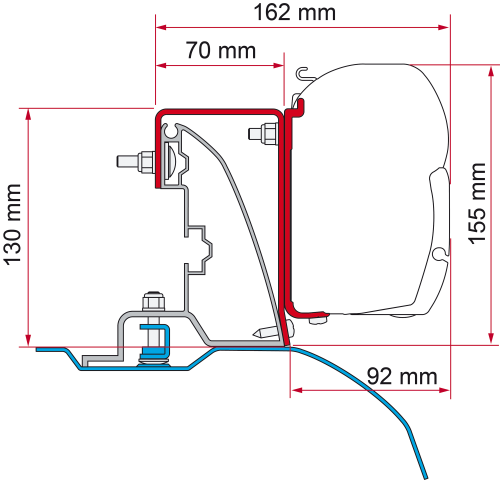Fiamma Kit Fiat Ducato H2 Roof Rail - Alu-line Style Markisenadapter für Fiamma F45 - Markisenadapter