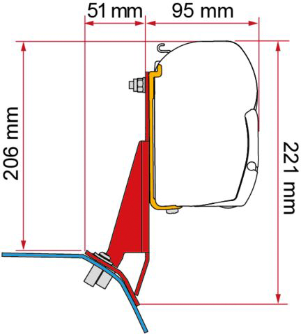 Fiamma Kit Ford Custom V 710 / VW Transporter ab 2025 Lift Roof Spezialhalterung für Markise RHD - Ersatzteile Fiamma Markisen