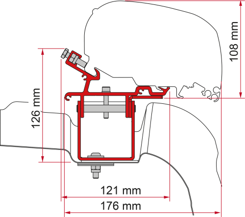 Fiamma Kit VW Crafter H3 / L3 RHD Markisenadapter für Fiamma F80 / F65 Rechtslenker - Markisenadapter