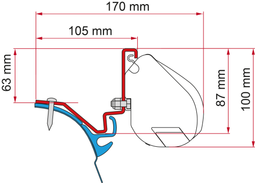 Fiamma Kit VW T6 Kepler Markisenadapter für Fiamma F35 - Markisenadapter