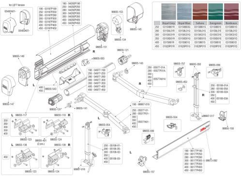 Fiamma Kit linker und rechter Arm Halterung für Markise F45Ti 190 - Farbe Polar Weiß Fiamma Ersatzteilnummer 98667-018 - Ersatzteile Zelte & Markisen