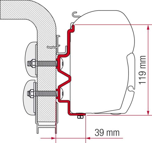 Fiamma Markisenadapter Hymercamp Wandmontage 300 - Markisenadapter