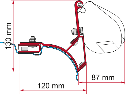 Fiamma Markisenadapter Kit VW T5/T6 Multivan Dachmontage - Markisenadapter