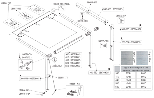 Fiamma Markisenwalze für Markise CaravanStore XL / CaravanStore ZIP XL 360 - Fiamma Ersatzteilnummer 98672E02- - Ersatzteile Zelte & Markisen