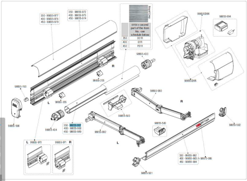 Fiamma Markisenwalze für Markise F45eagle 350 - Farbe Polar White Fiamma Ersatzteilnummer 98655-987 - Ersatzteile Zelte & Markisen